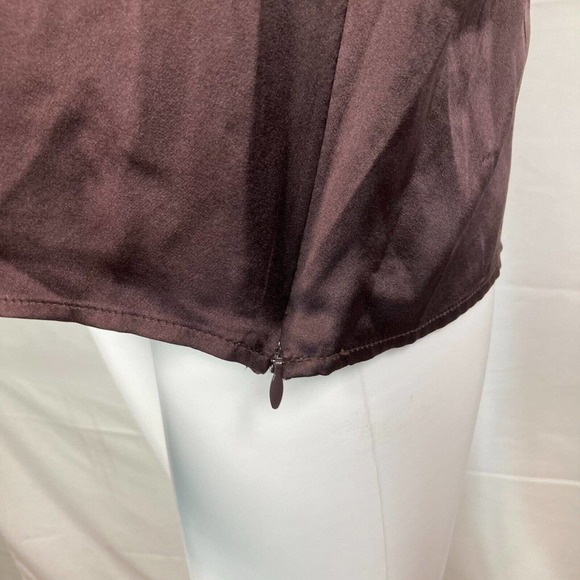 Classiques Entier Shirt Womens PM Petite Plum Purple Pleated 100% Silk Top Zip - Picture 6 of 10